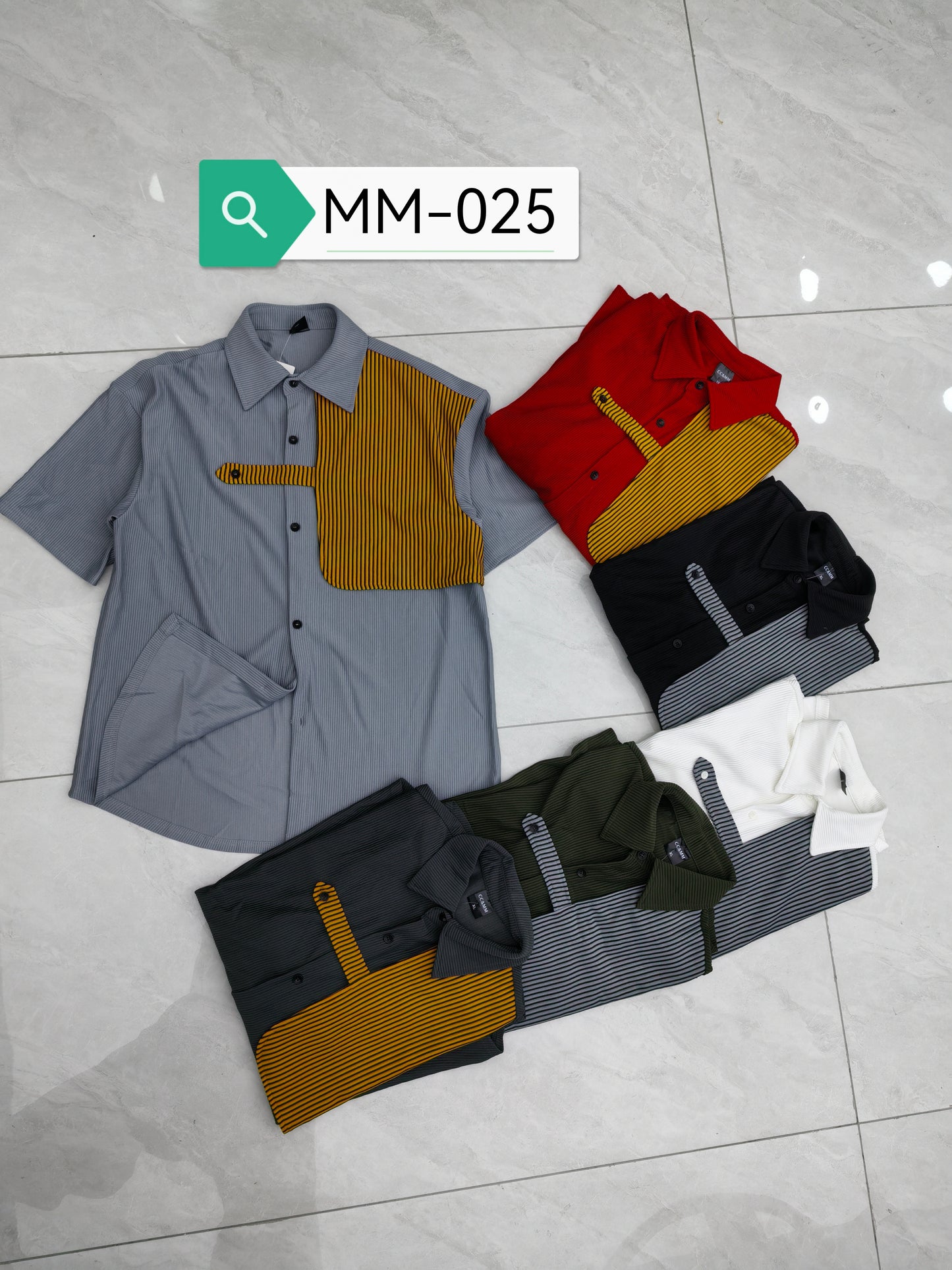 Men's Fashion Polo Shirt with Unique Buckle Design - Short Sleeve Ribbed Knit Casual Top