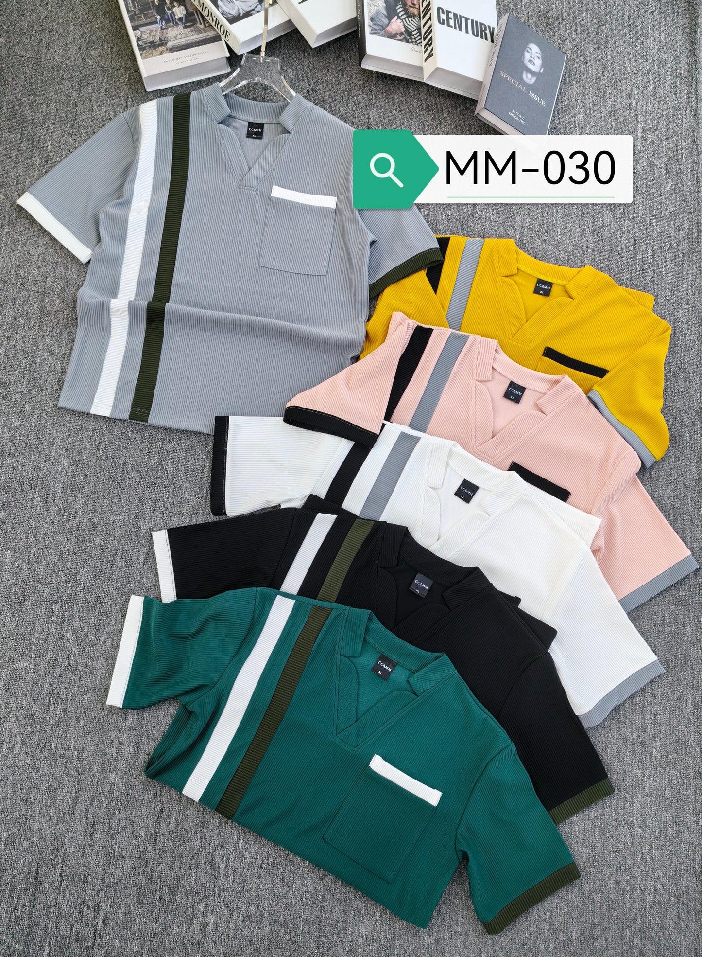 Men's Fashion Polo Shirt with Unique Buckle Design - Short Sleeve Ribbed Knit Casual Top