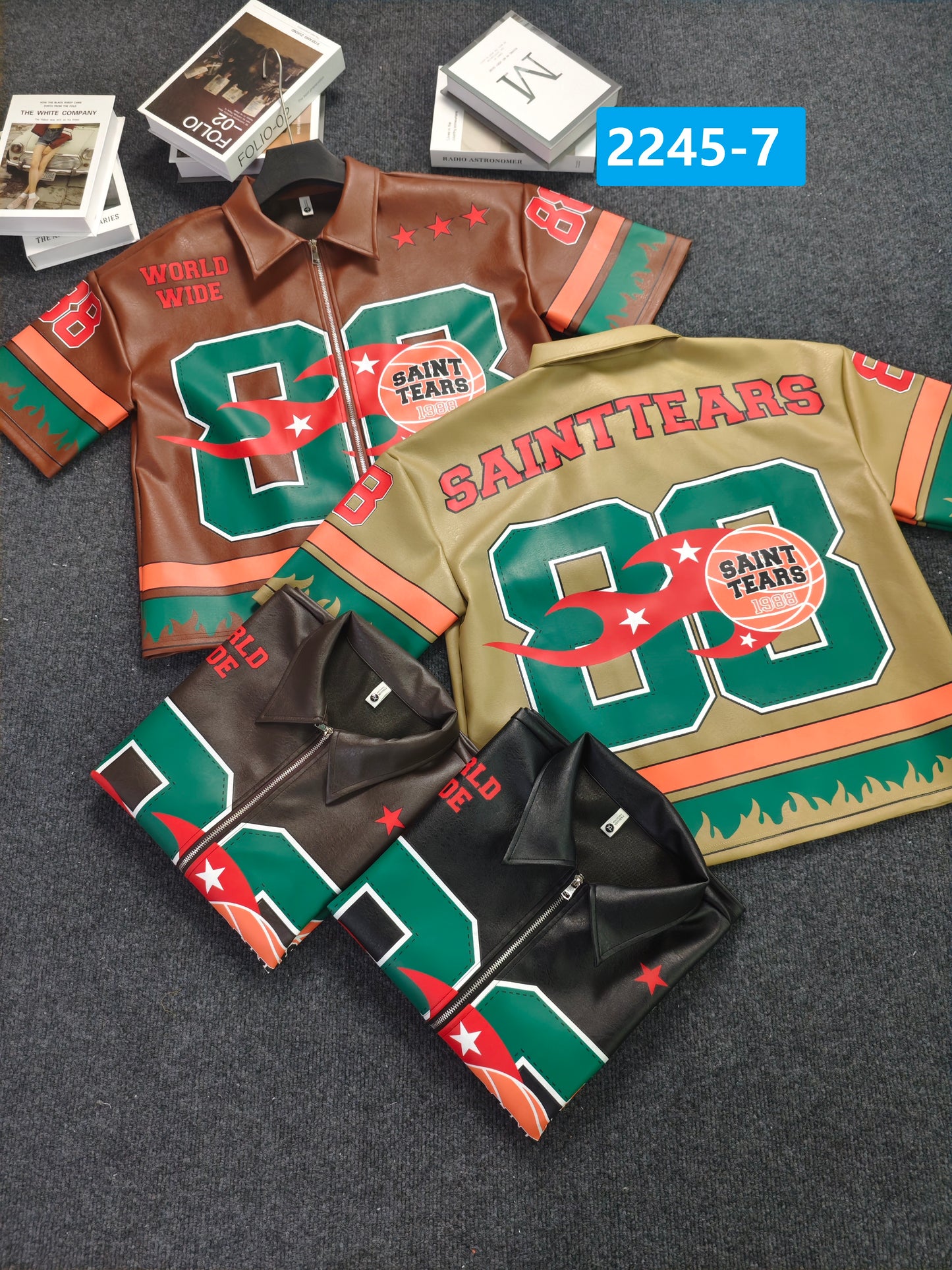 Racing - Inspired Faux Leather Shirt & Shorts Set