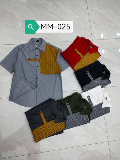 Men's Fashion Polo Shirt with Unique Buckle Design - Short Sleeve Ribbed Knit Casual Top