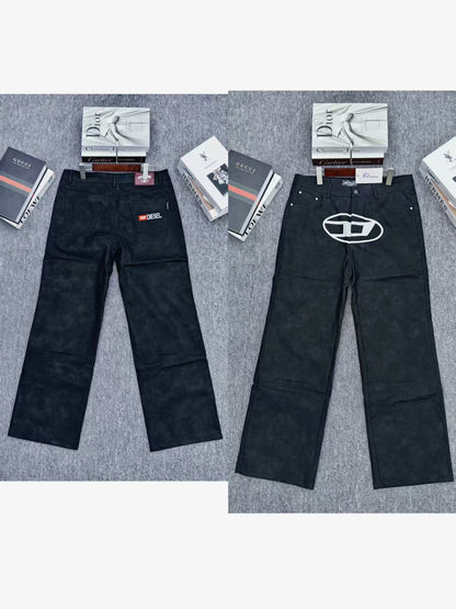 Clothing Manufacturers Washed Printing Custom Denim Wide Leg Pants Baggy Jeans Man Men's Jeans Men