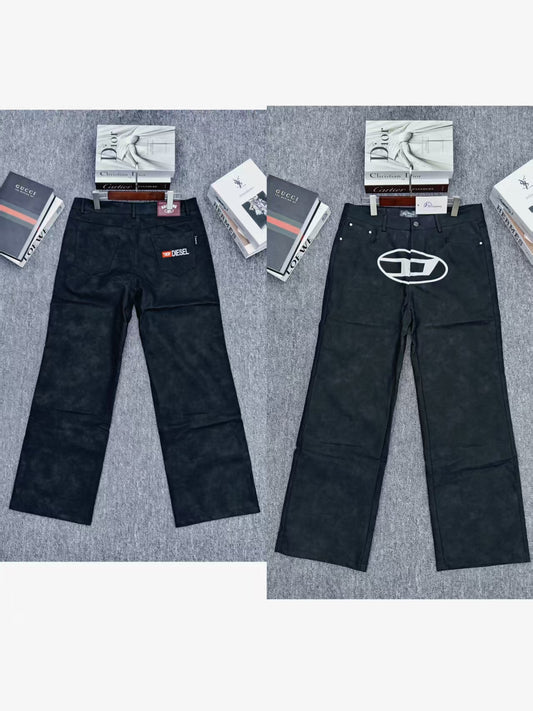 Clothing Manufacturers Washed Printing Custom Denim Wide Leg Pants Baggy Jeans Man Men's Jeans Men