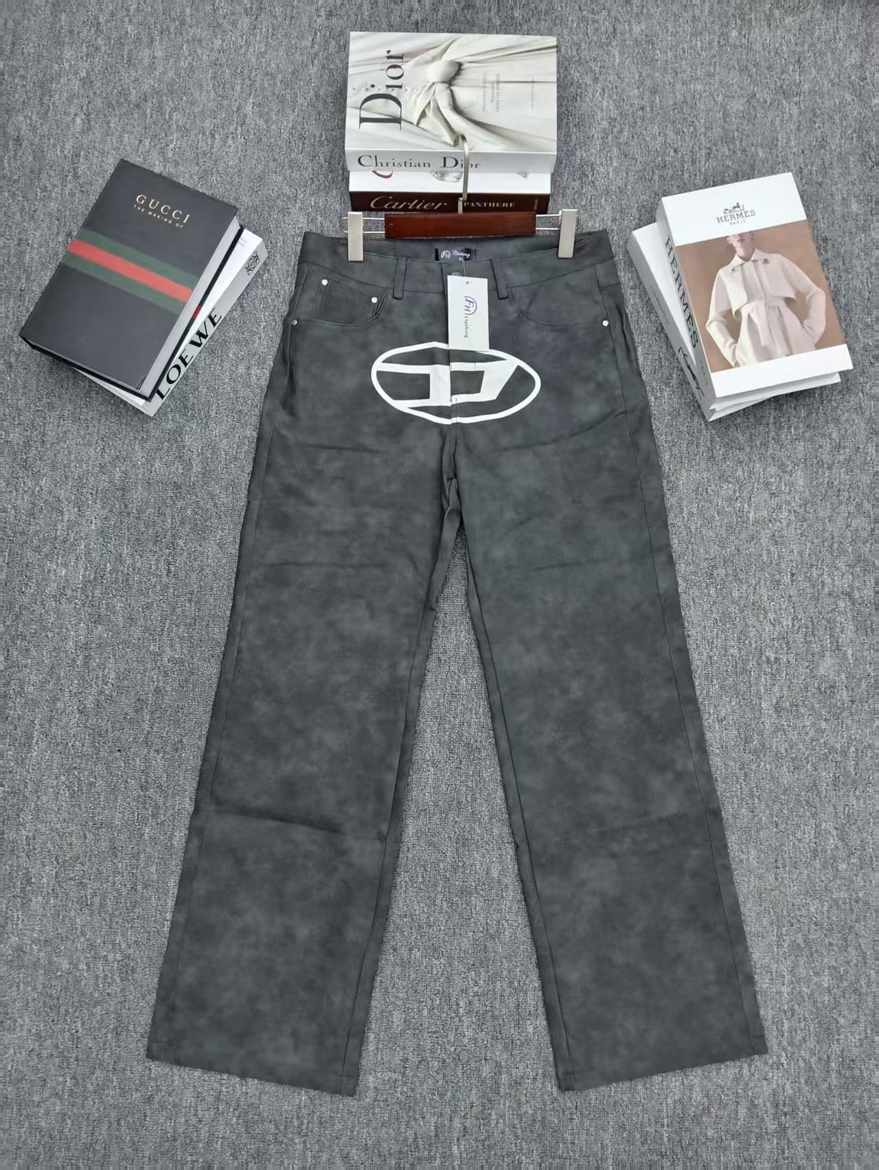 Clothing Manufacturers Washed Printing Custom Denim Wide Leg Pants Baggy Jeans Man Men's Jeans Men