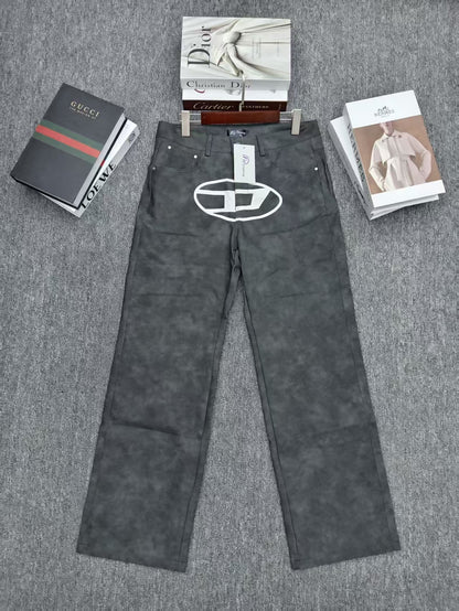 Clothing Manufacturers Washed Printing Custom Denim Wide Leg Pants Baggy Jeans Man Men's Jeans Men